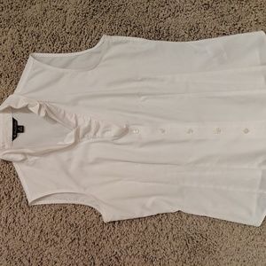 Brooks Brothers White Sleeveless Button Up Blouse